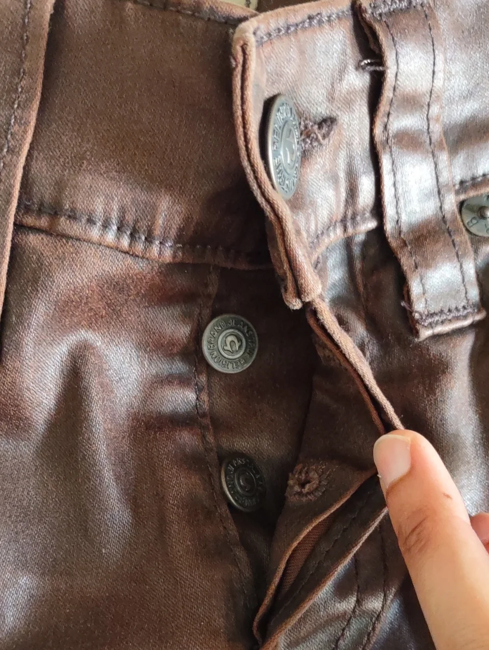 True Religion 28 Dean Tapered Brown Button Fly Coated Jeans